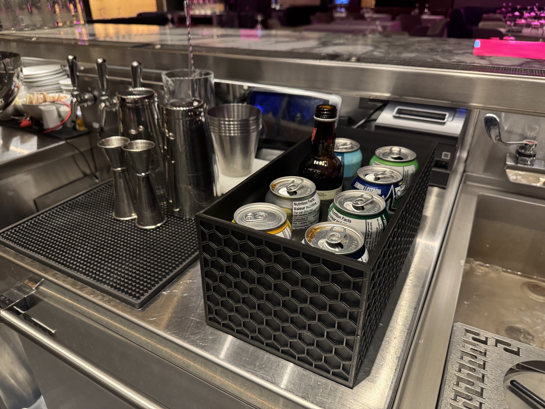 Detail view of the can holder