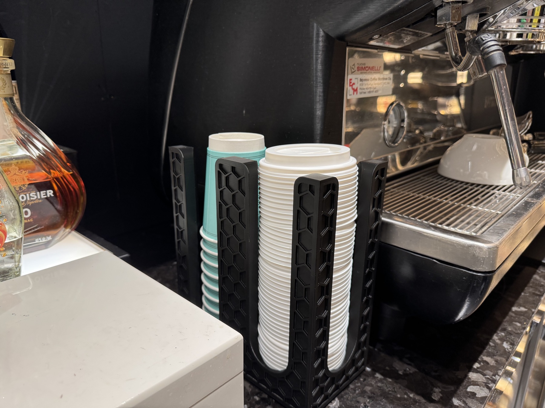 Detail of custom cup and glass organizers